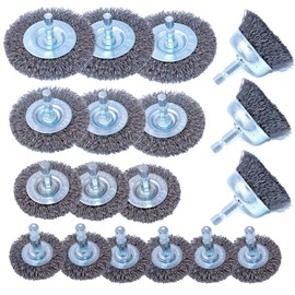 HOYIN 18PC Wire Wheel Cup Brush Set | Coarse Crimped Carbon Steel | 1/4" Hex Shank | 3PACK of 6 Pieces | Ideal for Drills