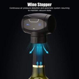 Wine Bottle Stopper, Kvs-4 Food-Grade Silicone Electric Wine Saver Full Automatic Pump Vacuum Wine Preserver with Led Power Indicator 3 X 2.8 X 2in