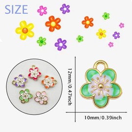 Yukfhgt Mixed Color Enamel Cherry Blossoms Charms 30 Pcs Flower Charms Pendant for Jewelry Making Necklace Bracelet Earring DIY Jewelry Accessories Charms