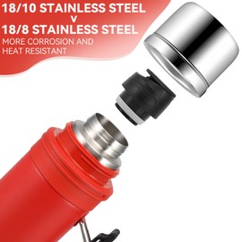 SANTECO Thermoskanne 1L - Thermoskanne mit Trinkbecher für unterwegs - Thermosflasche Edelstahl mit griff - Auslaufsicher Isolierflasche Kaffee & Tee - BPA Frei, für Heiß und Kalt