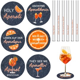 Aperol Spritz Gift Pack of 12 Including Aperol Straws Glass Aperol Felt Coasters Aperol Spritz Accessories for Women Men Colleagues Friends Family