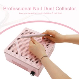 VOCOSTE Nail Dust Collector, 60W Nail Vacuum Dust Collector, Low Noise Nail Fan Dust Collector, Dust Collector Nail Tech, for Manicure Acrylic Gel Nails Polishing, Pink