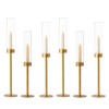 Hewory Gold Tall Hurricane Candlestick Holders: 6Pcs Brass Taper Candle