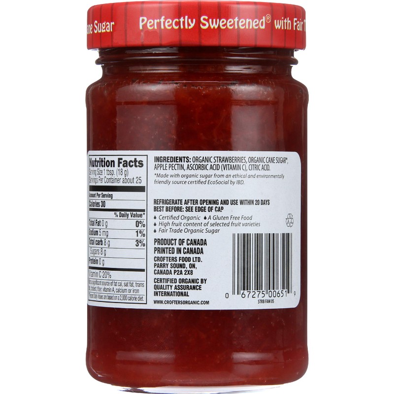 Crofter's Organic Premium Spread Strawberry, 16.5 Oz Jar