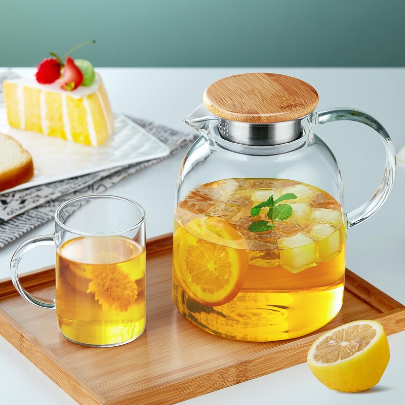 Large Glass Teapot with Infuser, Stovetop Safe, Thickened Heat Resistant