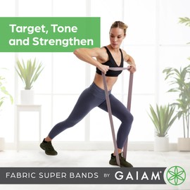 Gaiam Fabric Resistance Bands (3-Pack), Rubber & Polyester Loop Exercise Bands for Squats, Pull-Ups, Physical Therapy & Strength Training, for Yoga, Pilates, Gym or Home Workout