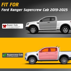 TIEZFUL Running Boards Compatible with Ford Ranger SuperCrew Cab 2019 2020 2021 2022 2023 2024 2025, Side Steps fit for Ranger 4 Full Size Doors, Heavy Duty Carbon Steel Textured Step Bars
