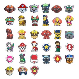 CGYADSY Pack of 33 Shoe Charms, Paaw Dog Patrol Shoe Charm for Children, PVC Shoe Charms, Cartoon Shoe Decoration, Suitable for Birthday Gifts for Children, Boys, Girls, Teenagers, Polyvinyl Chloride,