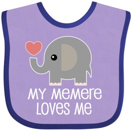 inktastic Memere Grandma Loves Me Baby Bib Lavender and Purple 2cf26