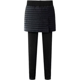chartou Women's Winter 2 in 1 Fleece-Lined Slit Quilted Puffer Skinny Skirt Leggings BXS