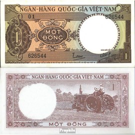 Prophila Collection Banknote South Vietnam Pick No: 15a UNC 1964 1 Dong (Banknotes for Collectors - No Means of Payment) Cars/Road Traffic
