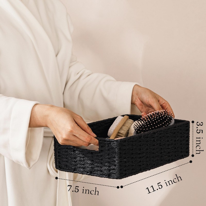 UBBCARE 2 Pack Wicker Basket, 11.5L×7.5H×3.5W inch Woven Paper Rope