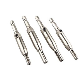 HALJIA 4pcs Self-Centring Hinge Drill Bit Set for Door Cabinet Pilot Holes HSS Hex Recess 5/64 inch, 7/64 inch, 9/64 inch, 11/64 inch Carpentters Furniture Manufacturer