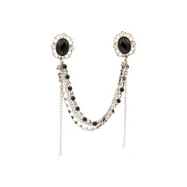 Knighthood Black and Silver Abstract Detailing Lapel Pin Badge Coat Suit Jacket Wedding Gift Party Shirt Collar Accessories Brooch