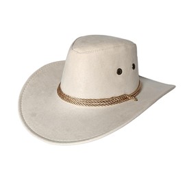Michear Cowboy Hat Sun Hat Faux Felt Leather Suede Western Fashion Wide Brim Travel Outdoor Sun Protection Mens Womens (UK, Numeric, 7 1/4, 7 1/2, Beige)