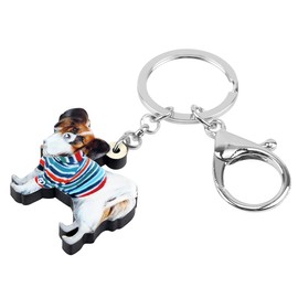 WEVENI Acrylic Papillon Dog Keychain Accessories For Women Girls Handbag Car Wallet Charms (Multicolor)