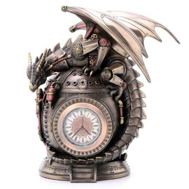 Veronese Design - Reloj mecánico Steampunk de 7 pulgadas con diseño de dragón, caja de bóveda, resina fundida en frío, acabado de bronce