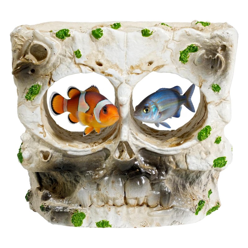 Exasinine Skull Aquarium Decoration Cave Fish Tank Skull Hideout Rock
