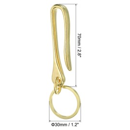PATIKIL U Shape Hook Keychain, 2 Pack 2.4 Inch Long Solid Brass U Key Loop Hook Belt Clip Fish Hook Keychain for Wallet Chain Pocket