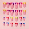 Long Square False Nails - 24pcs Press on Nails French