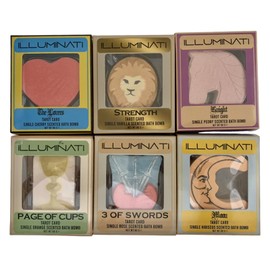 ILLUMINATI Full Set of 6 ILLUMINATI Tarot Card Scented Bath Bombs Moon Strength The Lovers