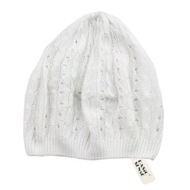 Basic Sense Classic Crochet Hat, Vintage Lightweight Super Soft Cotton Beanie Knit Slouchy Hats, Knot White