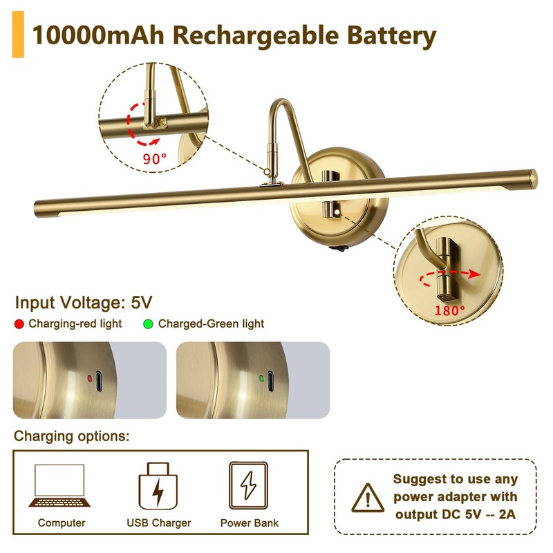 JOOSENLUX Battery Operated Picture Lights Modern Wireless Wall Lights 24.4"