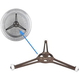 9.6 Inch Microwave Turnpiece Holder for Microwave Oven Glass Flat Turntable Plate, Rotating Ring Roller Glass Plate Tray Support Holder, Triple Arm Rotating Support with Wheels (Roller Dia 14mm)