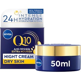 NIVEA Q10 Anti-Wrinkle Night Cream for Dry Skin with Coenzyme Q10 and Argan Oil, Moisturizing Anti-Wrinkle Face Cream, Q10 Power Extra Rich Night Care, 50 ml