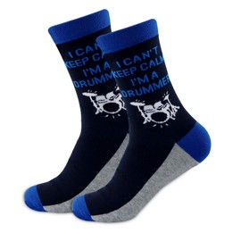 MBMSO 2 Pairs Drummer Socks Drum Socks Funny Drummer Gifts I can’t Keep Calm I’m a Drummer, 2 Pairs Drummer Socks, Large