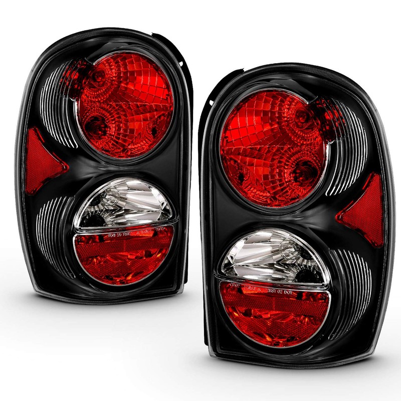 AmeriLite Black Replacement Brake Tail Lights Set For 02-07 Jeep