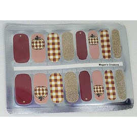 Fall Pumpkin Plaid Nail Polish Wraps - Nail Polish Strips