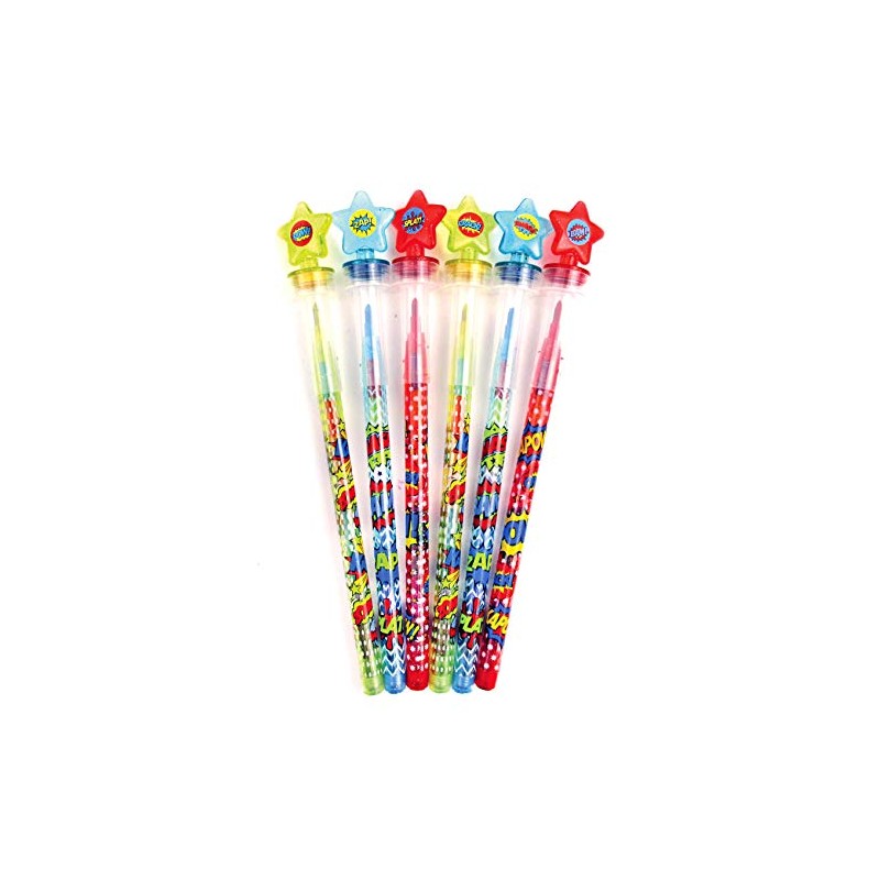 TINYMILLS - 24 crayones apilables de superhéroe arcoíris con tapa