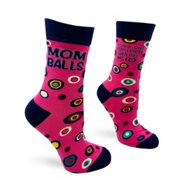 Fabdaz Funny Women's Novelty Crew Socks Mom Balls Come Out if You Mess With My Kid - 1 Pair, Fits Shoe Size 5-10