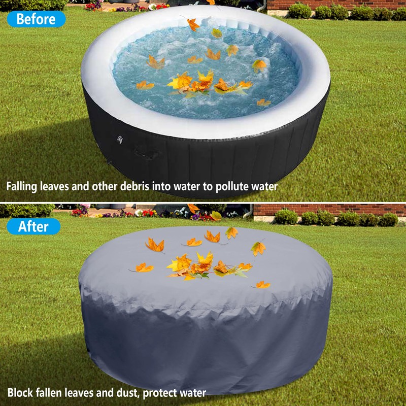 Adnee 85×27.5 Inch Round Hot Tub Full Cover Cap Protector