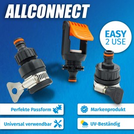 MaJoCompTec® ALLCONNECT Universal Tap Connection Set, Adjustable Water Tap Connection for Outdoor Tap without Thread, Motorhome, Caravan, Boat Adapter Set (Water Thief Set)