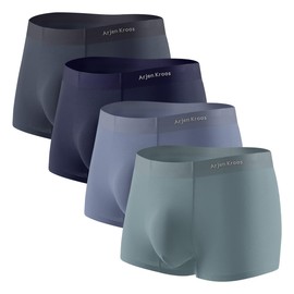 Arjen Kroos Underwear for Men 4 Pack Breathable Modal Boxer Briefs Silky Trunks,DARK GREY/GREY/BLUE/GREEN,Large