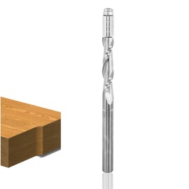 Akylin Spiral Flush Trim Up Cut Router Bits 1/4" Shank with 4 Bearings, Solid Carbide Spiral Flush Cut Router Bit, 1-1/8" Cutting Length for Wood Trimming