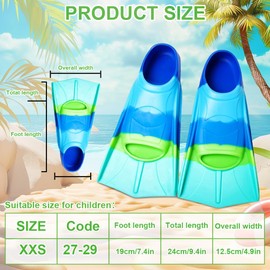 YANGUN Taucherflossen Kinder, Silikon Schnorchelflossen Kurz, Kinder schwimmflossen, Kurze Trainingsflossen für Schwimmen, Silikon Schwimmflossen, für Training und Lap Schwimmen (Gr.27-29)