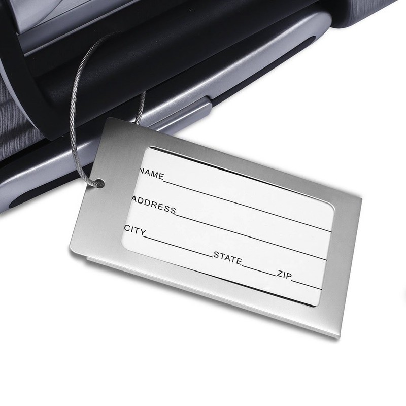H.W.T Luggage Tags, 2 Pack Metal Rectangular ID Identifier Name