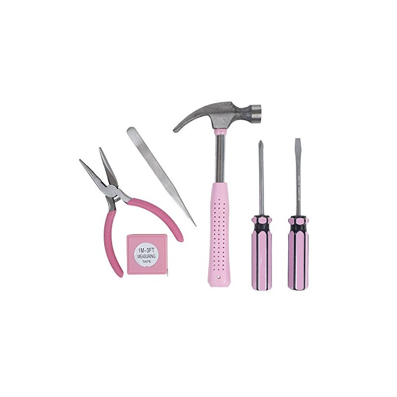 Trimate,PinkTool Set,Includes – Hammer, Screwdriver Set, Pliers (Tool Kit for