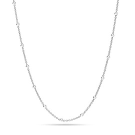 LeCalla 925 Sterling Silver Italian Bead Station Cable Chain Necklace for Women 20 Inches
