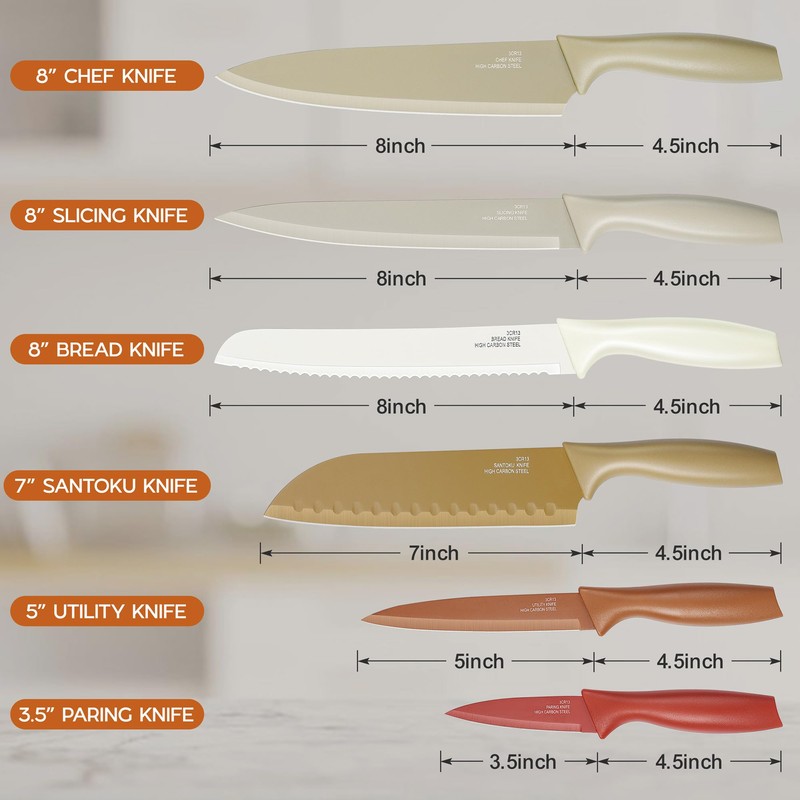 E-far 12-Piece Kitchen Knife Set, Stainless Steel Chef Knives Set