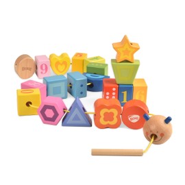 BOHS Caterpillar Threading Game - Toddler Learning Counting, Numbers and Shapes - Children's Fine Motor Skills Toy