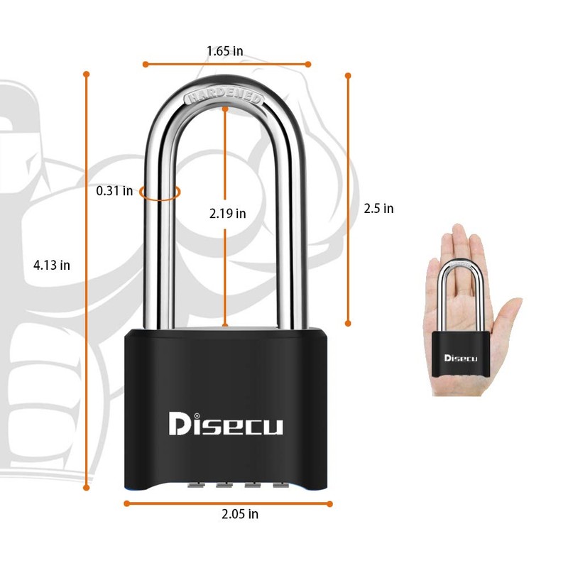 disecu® Heavy Duty Long Shackle 4 Digit Combination Lock Outdoor
