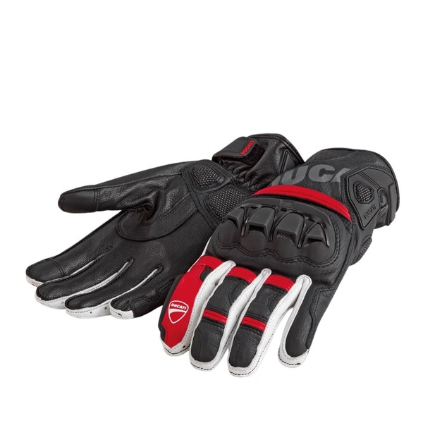 Ducati Sport C4 - Fabric-Leather Gloves (Black/Red/White) 98107719