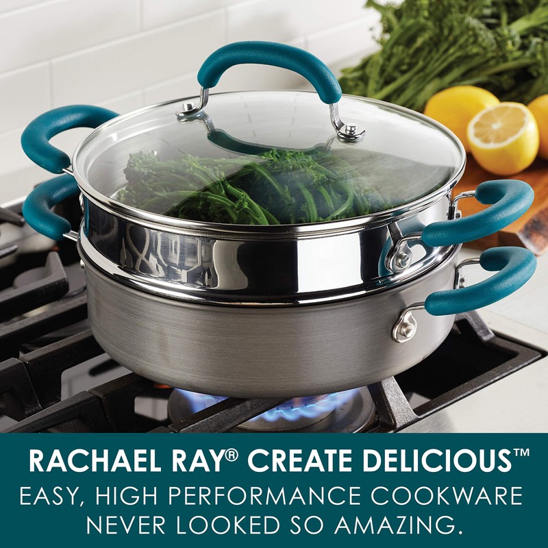 Rachael Ray Create Delicious Hard Anodized Aluminum Nonstick Steam Set,