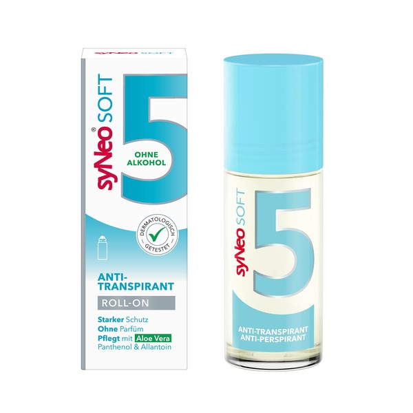 syNeo 5 soft antiperspirant roll-on without alcohol, anti-sweat deodorant for men and women against heavy sweating, anti-perspirant antiperspirant roll-on deodorant roller, pack of 1 (1 x 50 ml)