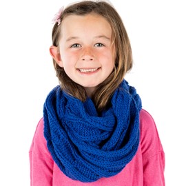 Funky Junque Gorros de bebé a juego para niños, bufanda infinita de punto trenzado, Azul Real Sólido