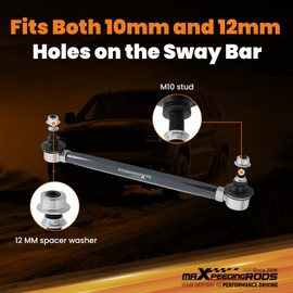 maXpeedingrods Universal Adjustable Sway Bar End Links 280mm-330mm | M10 Stud w/12 mm Spacer Washer